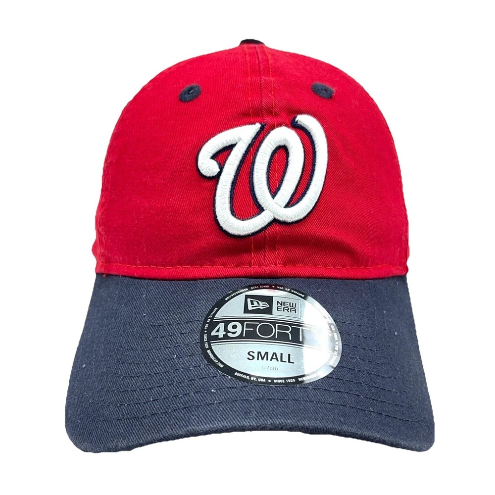 Washington Nationals Hat Cap Fitted Size Small Red Blue Plain‎ Logo Dad 49Forty